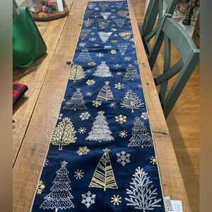 House and Garden Navy Christmas Table Runner